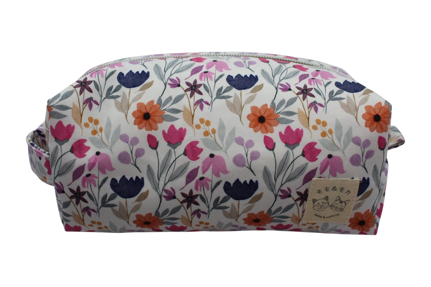 Cosmetiquera Sakura CH hecha a mano con diseño floral colorida con inspiración japonesa.